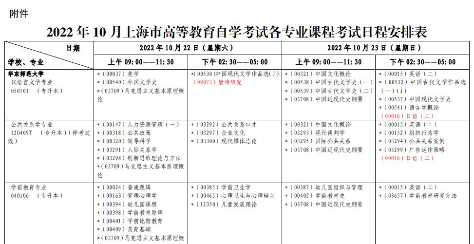 上海考試安排