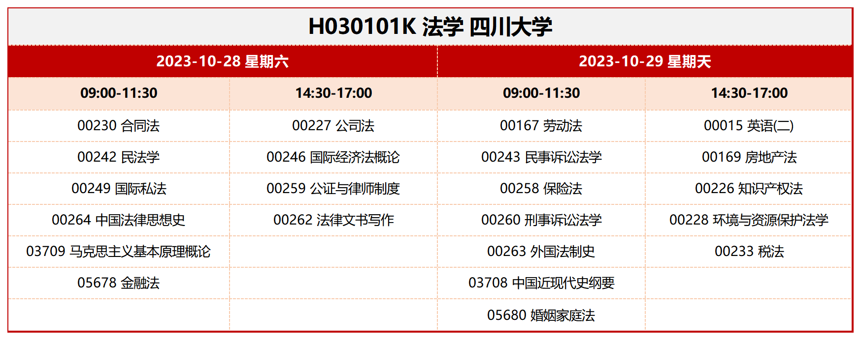 考試安排_H030101K 法學(xué) 四川大學(xué) 考試安排_H030101K 法學(xué) 四川大學(xué)