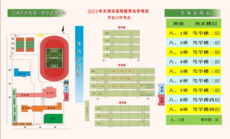 2023年下半年天津市寧河區(qū)蘆臺三中自考考點(diǎn)考場示意圖 2023年下半年天津市寧河區(qū)蘆臺三中自考考點(diǎn)考場示意圖